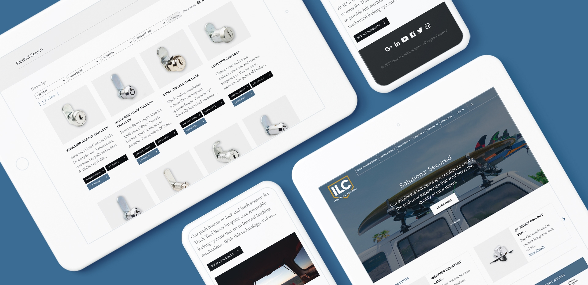 ILC manufacturer website design show on mobile phone and tablet